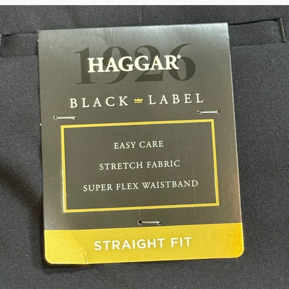 Haggar Black Label Mens 34x30 Straight Fit Stretch Dress Pants Black HD50251 NWT